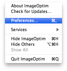 ImageOptim - Open Preferences