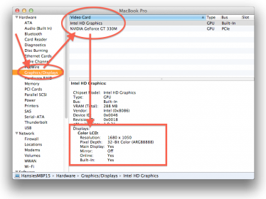 MacBook Pro - System Profiler shows which video chipset you are using ...