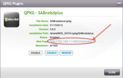 QNAP - Details of the installed QPKG