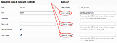 Couch Potato - Preferences - General Search Criteria
