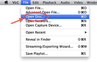 VLC MacOS X - Play Disc