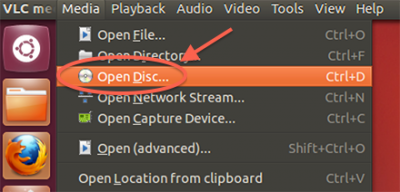 VLC Linux (Ubuntu) - Open Disc