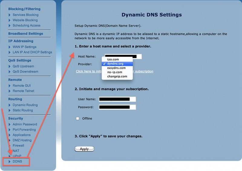 Dynamic DNS setup for an ActionTec Modem