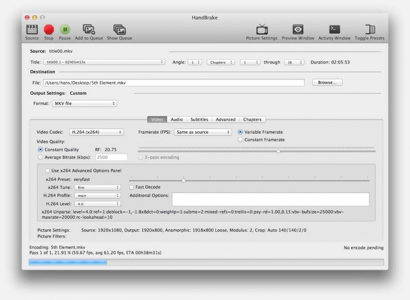 HandBrake - Converting your Blu-Ray MKV to a smaller file