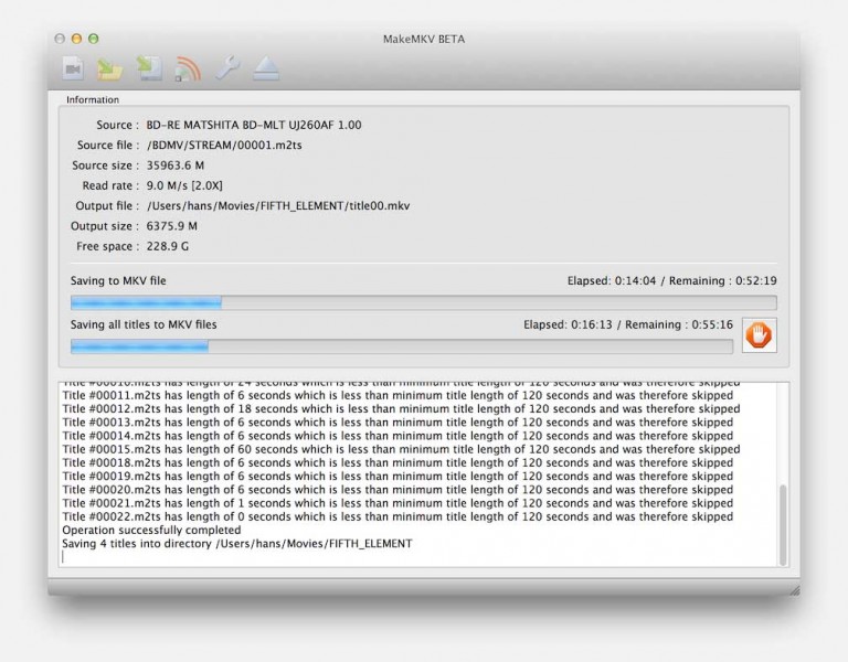 MacOS X MakeMKV - Copying your Blu-Ray to your hard-drive