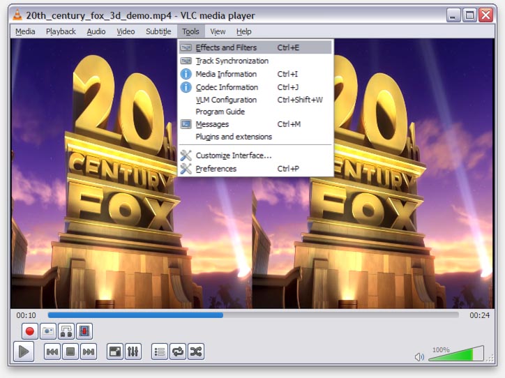 Stereoscopic player settings Stereoscopic player settings