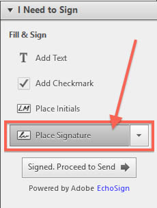 Windows - Acrobat Reader - Select "Place Signature"