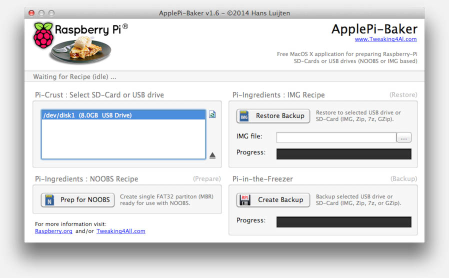 MacOS X ApplePi-Baker - User Interface