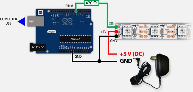 Arduino & WS2812 - USB and External Power