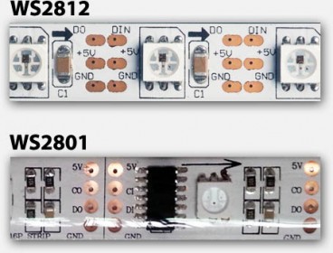 Digital LED strip - WS2812 (top) and WS2801 (bottom)