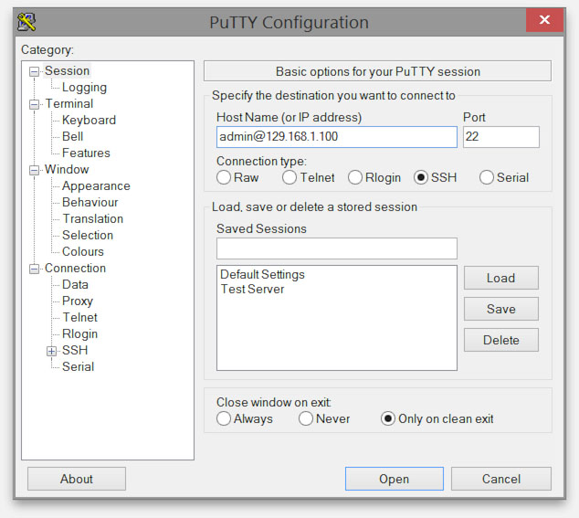 Windows - PuTTY - Setup SSH Connection