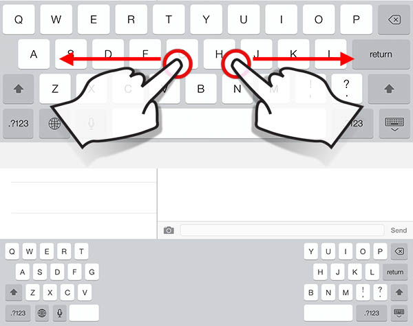 iPad - Split the keyboard in 2 parts (Thumb Keyboard)