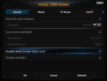 XBMC Boblight Setting - General tab