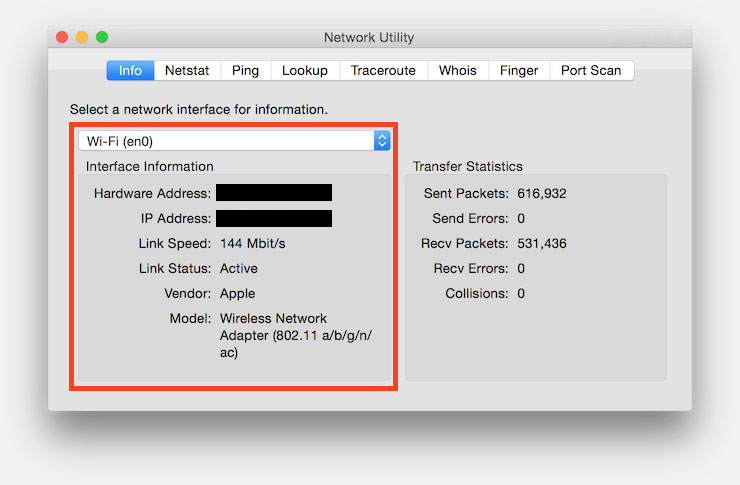 how to find wireless mac address in terminal on macbook pro