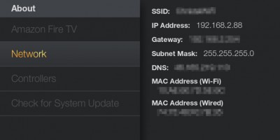 Amazon Fire TV - Finding the IP Address