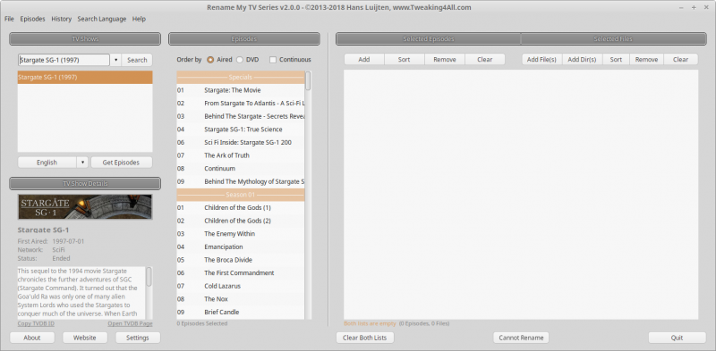 Rename My Tv Series - Linux (Mint)