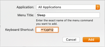 MacOS - Sleep Keyboard Shortcut
