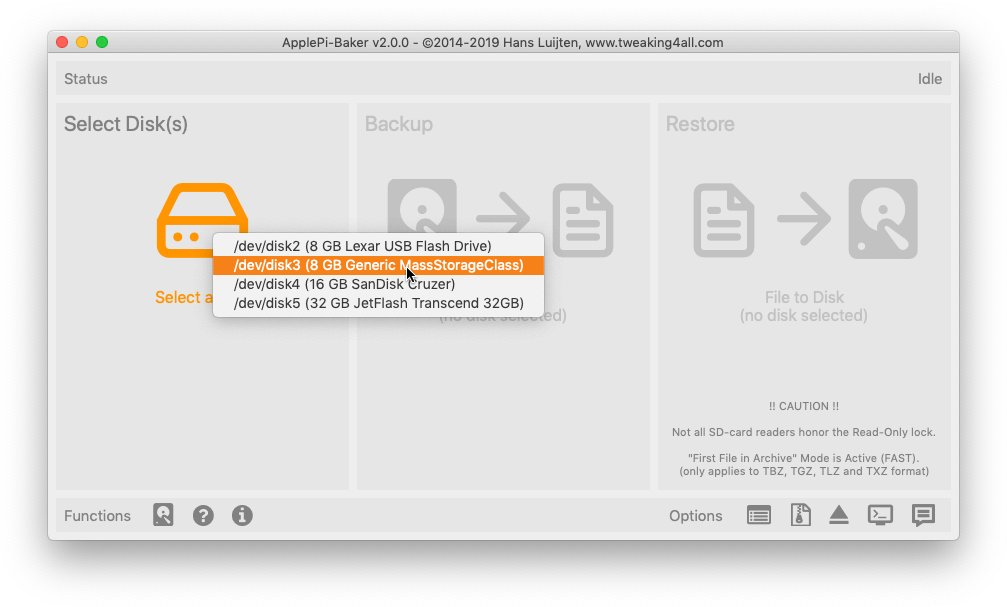 ApplePi-Baker -Select a Disk