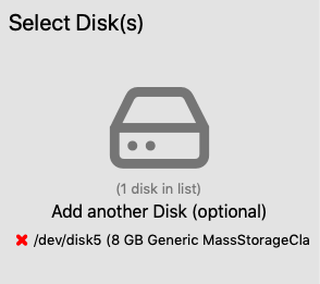 Selected Disk listed
