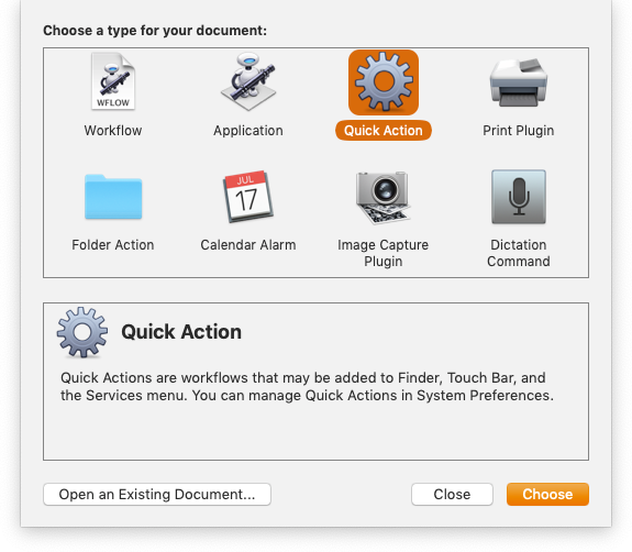 ToggleTheme - Open Automator for a new Quick Action