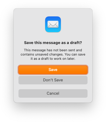 Save the new email as draft